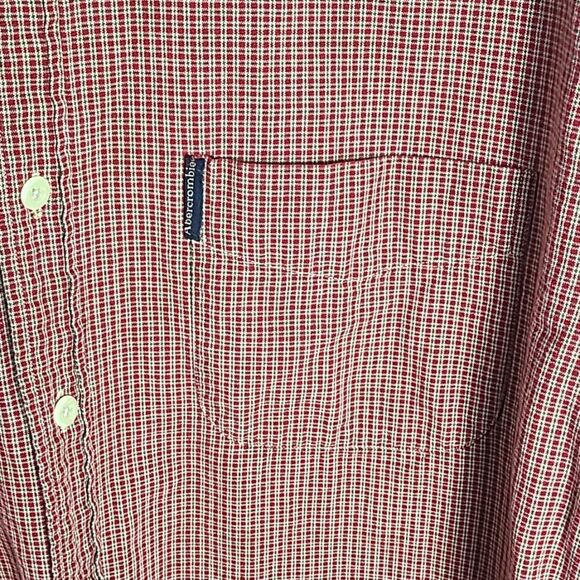 Abercrombie & Fitch Longsleeve Buttondown Shirt, Red & Tan Plaid, Size Large - Picture 2 of 5
